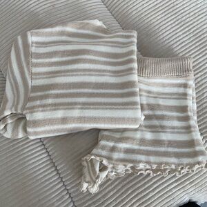 Petal & Pup High Waist Striped Shorts - Cream and Tan